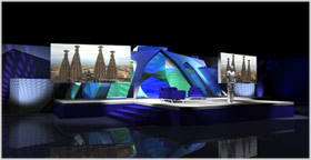 Side-view angle image of a conference stage